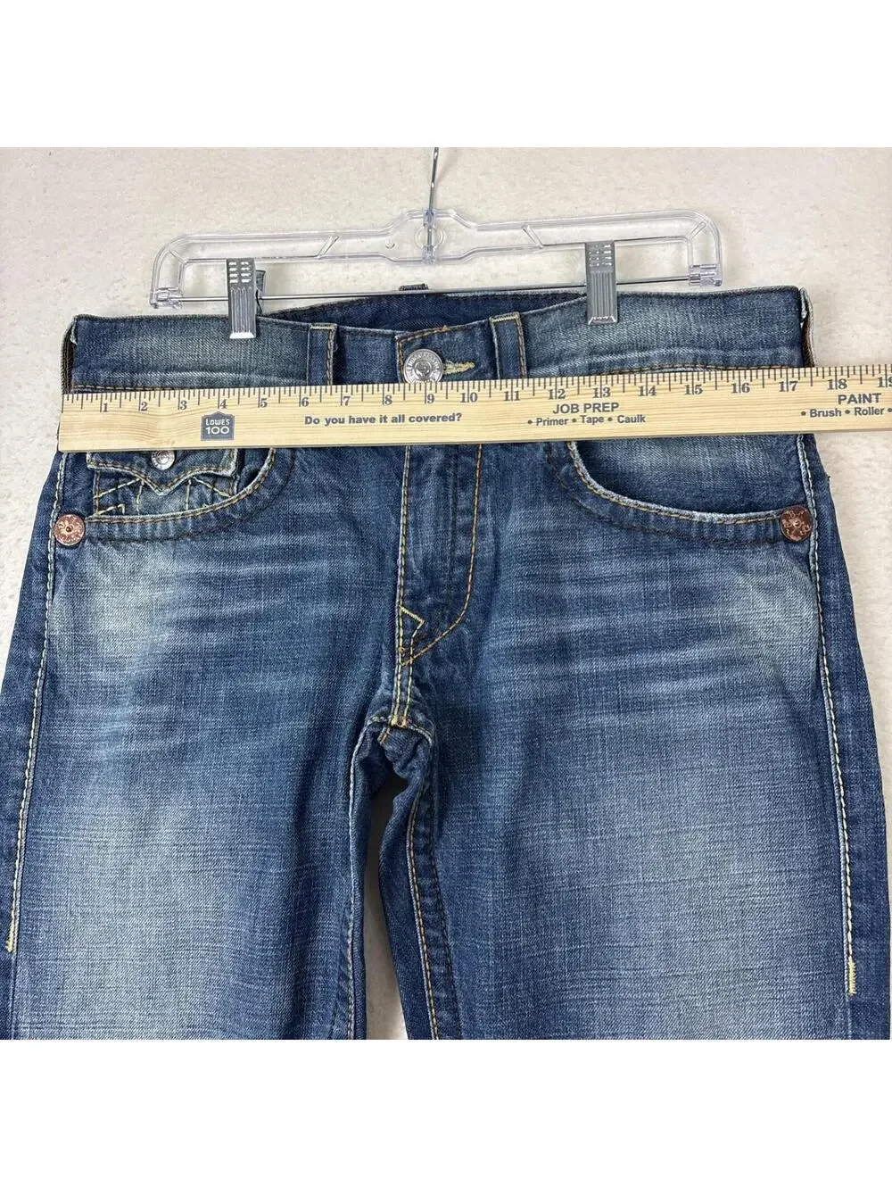 True Religion Unisex Billy Big T Bootcut Flare Jeans 34x30 Made In USA Flaps